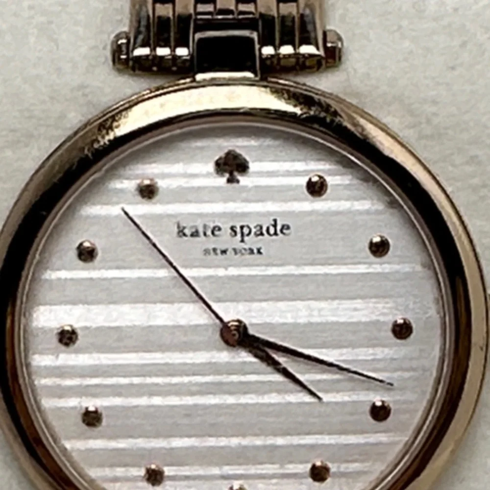 Kate Spade New York Varick Bracelet 36mm Watch Gold Bracelet Striped Face 2.75”